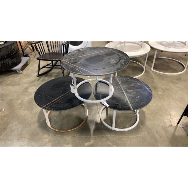 3 PIECE TILE TOP END TABLE SET