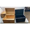 Image 2 : 3 WOOD STORAGE BOXES AND METAL CONTAINER