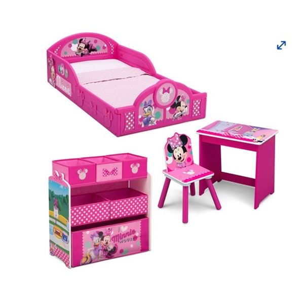 OPEN BOX DISNEY JUNIOR MINNIE MOUSE 4 PIECE ROOM IN A BOX - ASSEMBLED ONCE - RETAIL $299