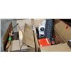 Image 1 : 2 BOXES OF ESTATE GOODS, MANTLE CLOCK, TABLE LIGHTER