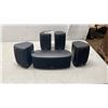 Image 1 : 5 POLK SURROUND SPEAKERS, 4 SATELLITE SPEAKERS AND CENTER SPEAKER - TESTED WORKING - RETAIL $598