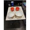 Image 1 : 2 CREUSET OVEN DISHES AND 2 ENGLISH GREENS BOWELS