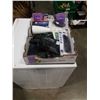 Image 1 : BOX OF ELECTRONICS, DISPLAY PORT ADAPTERS, BLUETOOTH DONGLES, CAT 7 CABLE AND MORE