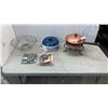 Image 1 : COPPER CHAFING POT AND COLLECTIBLES, MARBLES ETC
