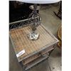 Image 3 : WICKER AND METAL ENDTABLE AND METAL TABLE LAMP