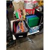 Image 1 : 2 BINS AND BOX OF REUSABLE ZIPLOCK BAGS, TILE/GROUT TOOLS AND MORE