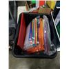 Image 2 : 2 BINS AND BOX OF REUSABLE ZIPLOCK BAGS, TILE/GROUT TOOLS AND MORE