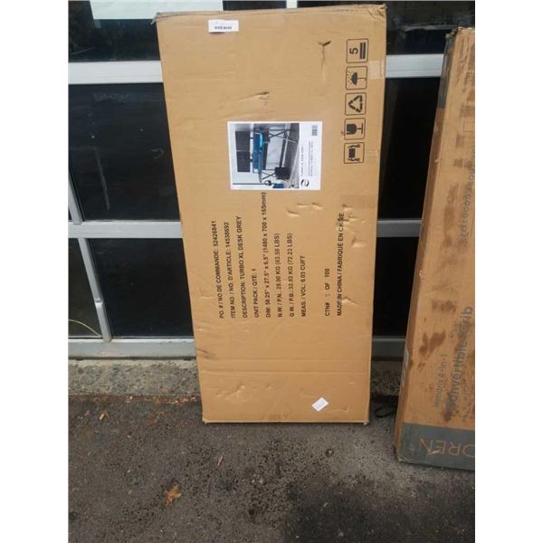 AS NEW LINON TURBO XL GREY GAMING DESK - RETAIL $349