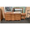 Image 1 : VINTAGE DIXIE 9 DRAWER DRESSER WITH MIRROR AND NIGHTSTAND