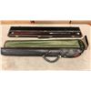Image 1 : 3 POOL CUES ALL IN CASES ONE IS METAL HANDLE
