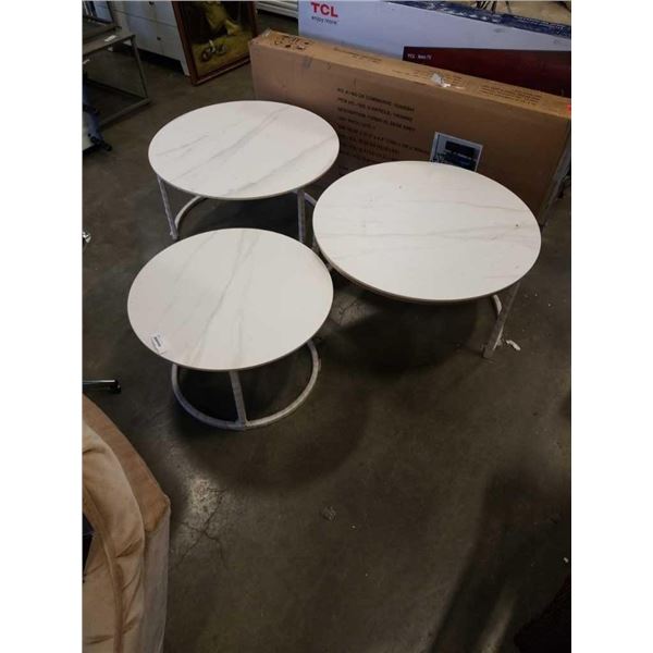 3 PIECE TILE TOP COFFEE TABLE SET