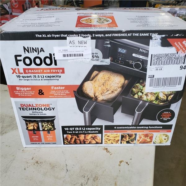 AS NEW NINJA FOODI XL 2 BASKET AIR FRYER - RETAIL $269