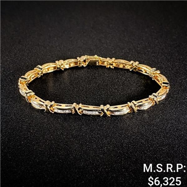 9.6 DWT 14 KT Gold w/ Diamond Bracelet