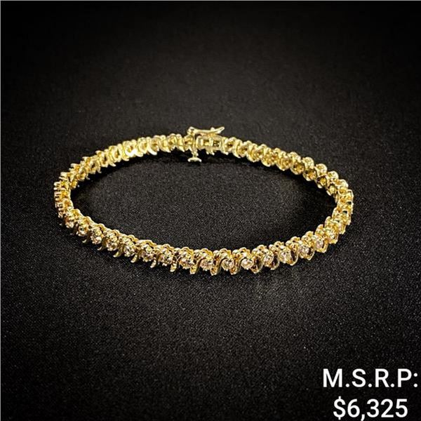 8 DWT 14 KT Gold w/ Diamond Bracelet