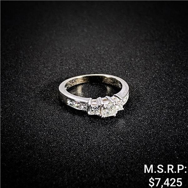 3.2 DWT 14 KT Wht Gold w/ Diamond Ring Sz:6.5
