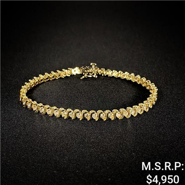 6.4 DWT 14 KT Gold w/ Diamond Bracelet