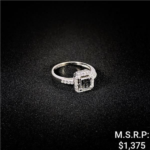 1.8 DWT 10 KT Wht Gold w/ Dia & Gems Ring Sz:6.5