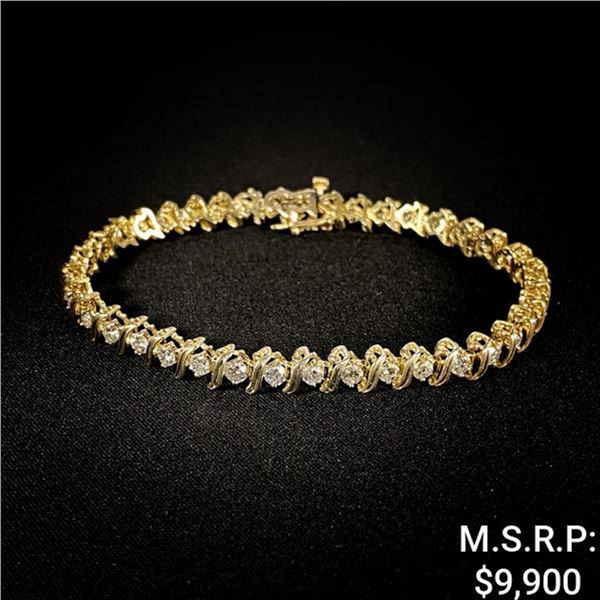 8.5 DWT 14 KT Gold w/ Diamond Bracelet