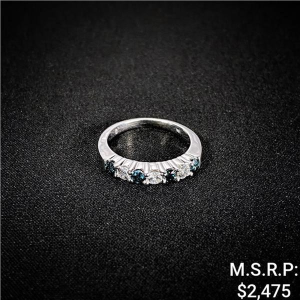 2.4 DWT 10 KT Wht Gold w/ Dia & Gems Ring Sz:6.5