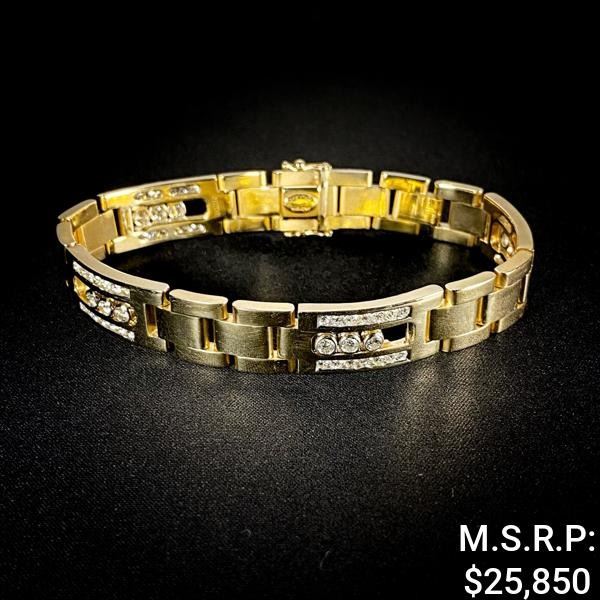 33.7 DWT 14 KT Gold w/ Diamond Bracelet