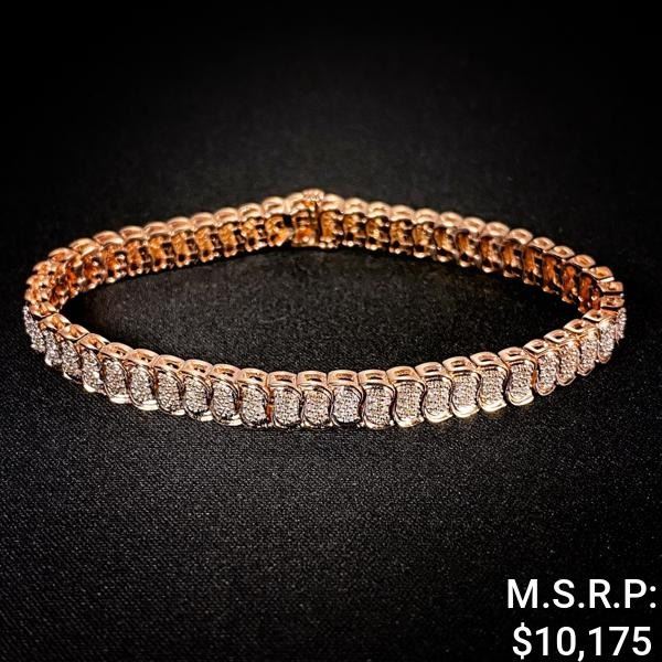 13.9 DWT 14 KT Rose Gold w/ Diamond Bracelet