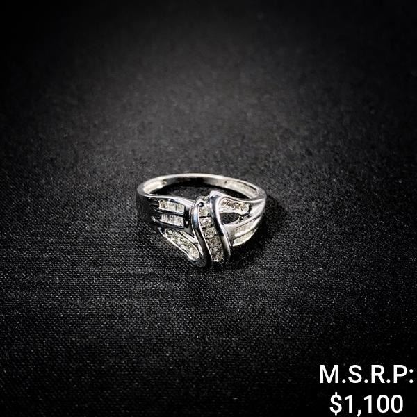 1.9 DWT 10 KT Wht Gold w/ Diamond Ring Sz:6.5