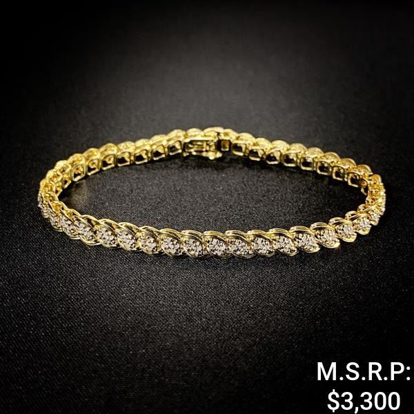 5.9 DWT 10 KT Gold w/ Diamond Bracelet