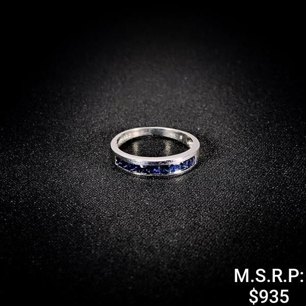 1.4 DWT 14 KT Wht Gold w/ Gem Ring Sz: 5