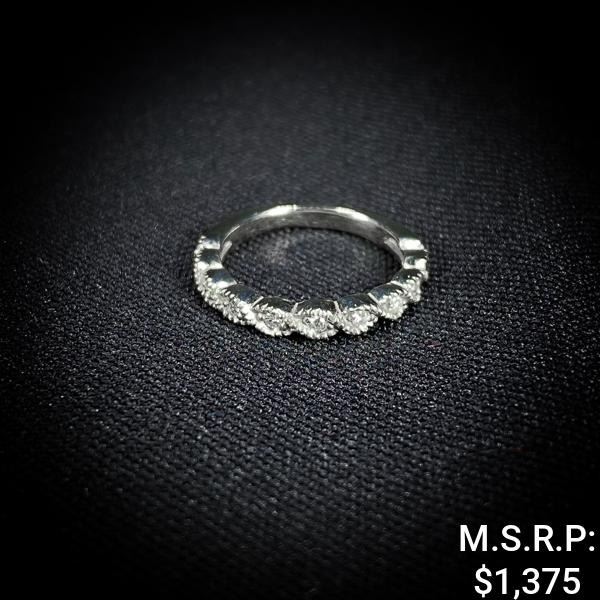 1.6 DWT 14 KT Wht Gold w/ Diamond Ring Sz:4.5