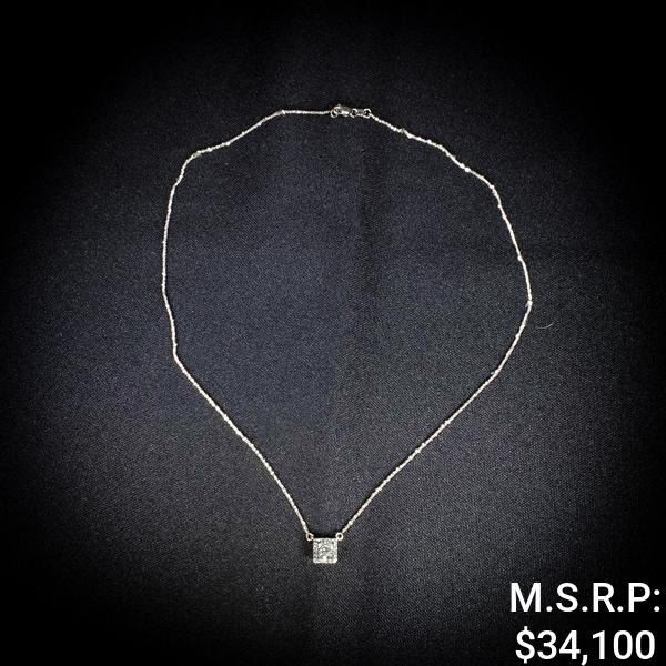 2.2 DWT 18 KT Wht Gold Pendant & Chain w/ Diamond