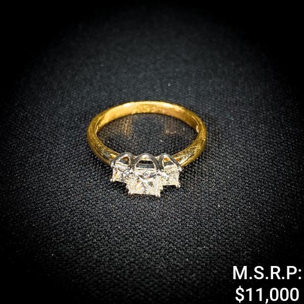2.7 DWT 14 KT Plat & Gold w/ Leo Dia Ring Sz:8.5