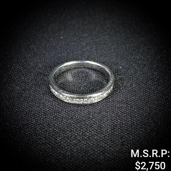 1.8 DWT 14 KT Wht Gold w/ Diamond Ring Sz:7.5