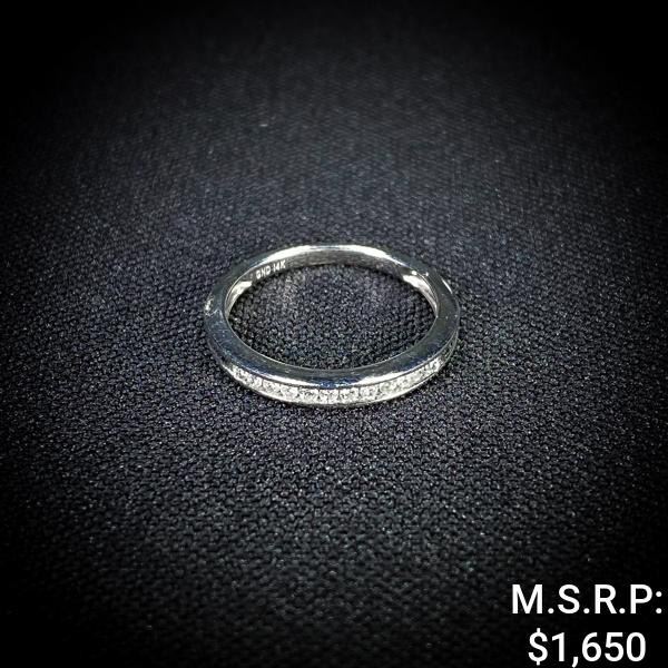 1.4 DWT 14 KT Wht Gold w/ Diamond Ring Sz:6.5