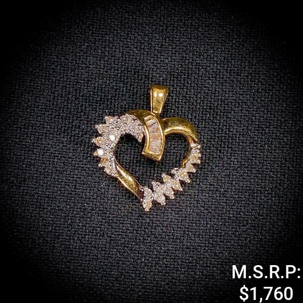 2.1 DWT 14 KT Gold / Wht Gold Heart Pendant w/