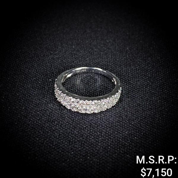 1.7 DWT 18 KT Wht Gold Ring w/ Diamond Sz:5.5