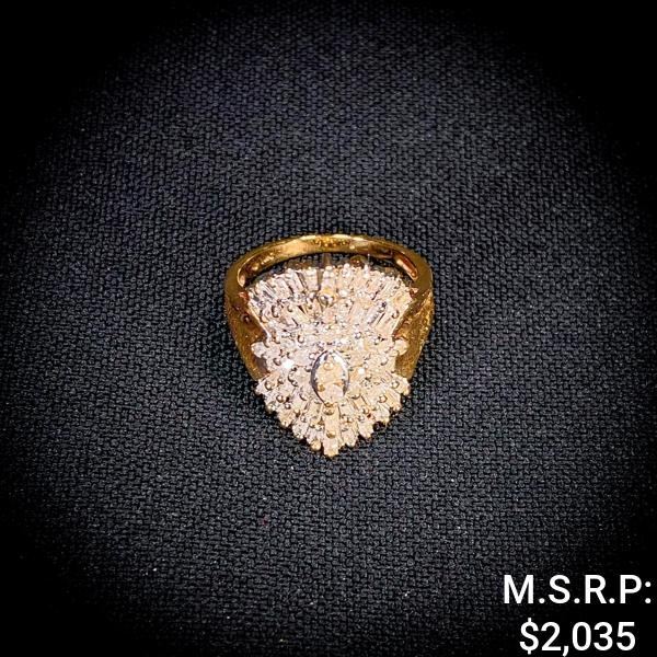 3.1 DWT 10 KT Gold Diamond Ring Sz: 6.5