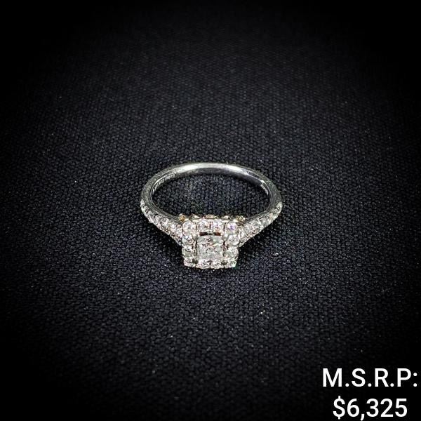 1.9 DWT 14 KT Wht Gold Diamond Ring Sz: 5.5