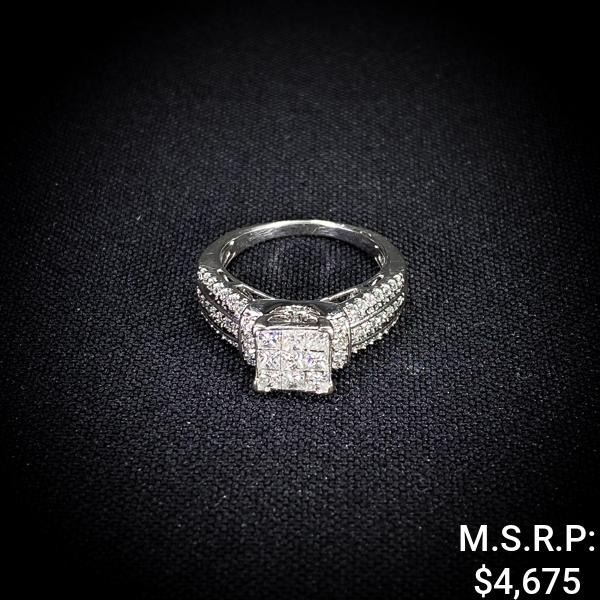 3.7 DWT 10 KT Wht Gold Diamond Ring Sz: 8.5