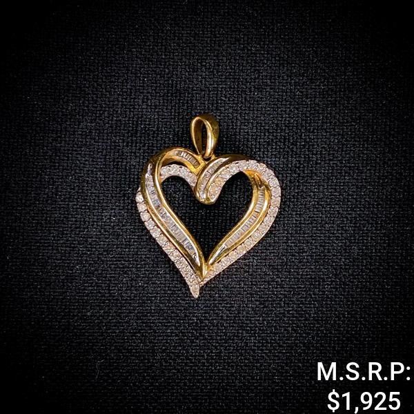 1.9 DWT 10 KT Gold Heart Pendant w/ Diamond