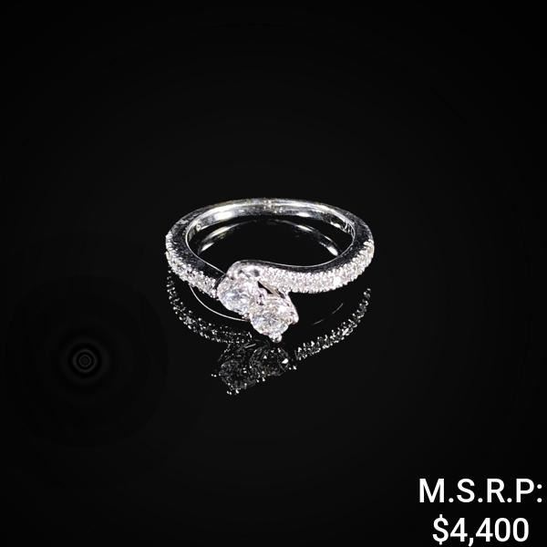 2.3 DWT 14 KT Wht Gold Diamond Ring Sz: 6