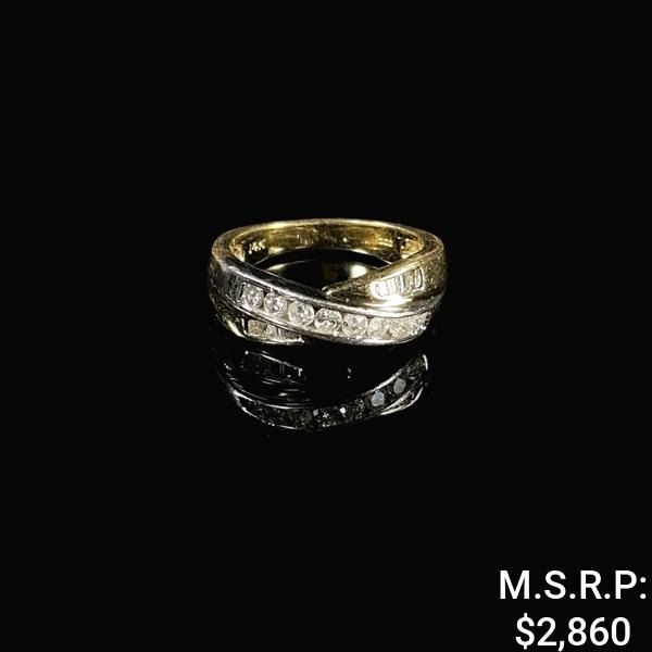 3.6 DWT 14 KT Gold Diamond Ring Sz: 7