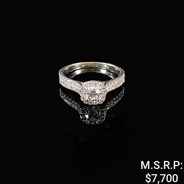 2.6 DWT 14 KT Wht Gold Diamond Ring Sz: 8.5