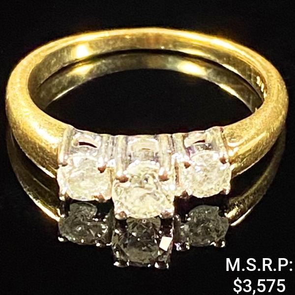 2.4 DWT 14 KT Gold Diamond Ring Sz: 7.5