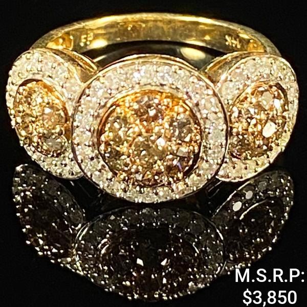 3.8 DWT 14 KT Gold Ring /w Diamonds Sz: 7.5