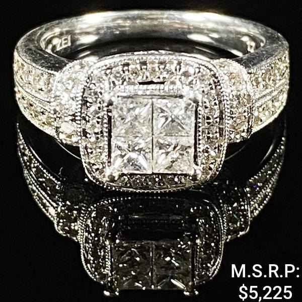 3.3 DWT 14 KT Wht Gold Diamond Ring Sz: 6.5