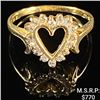 Image 1 : 1.4 DWT 10 KT Gold Ring w/ Diamond Heart Sz: 6