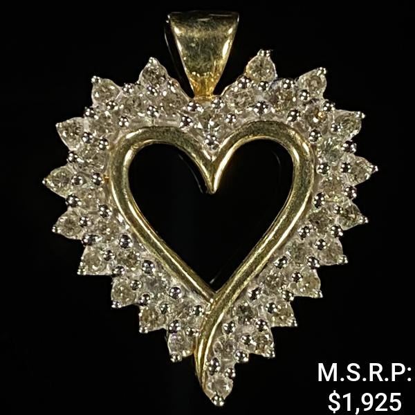 2.8 DWT 10 KT Ylw/Wht Diamond Heart Pendant