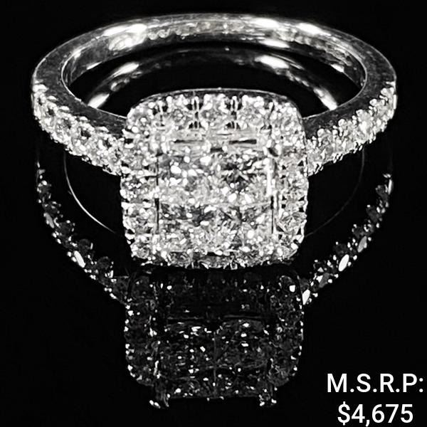 2.4 DWT 14 KT Wht Gold Diamond Ring Sz: 6