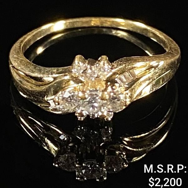 2.3 DWT 14 KT Gold Diamond Ring Sz: 7.5