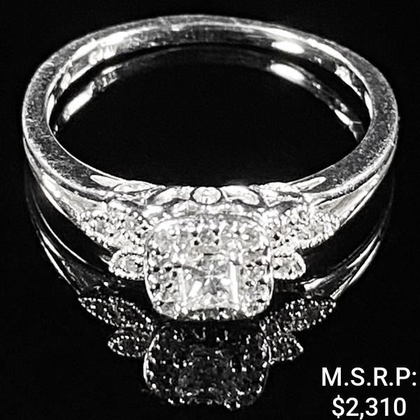 1.6 DWT 14 KT Wht Gold Diamond Ring Sz: 6.5